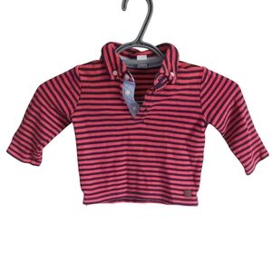Janie and Jack Striped Pique Polo Crimson Stripe‎ Size 12-18 months